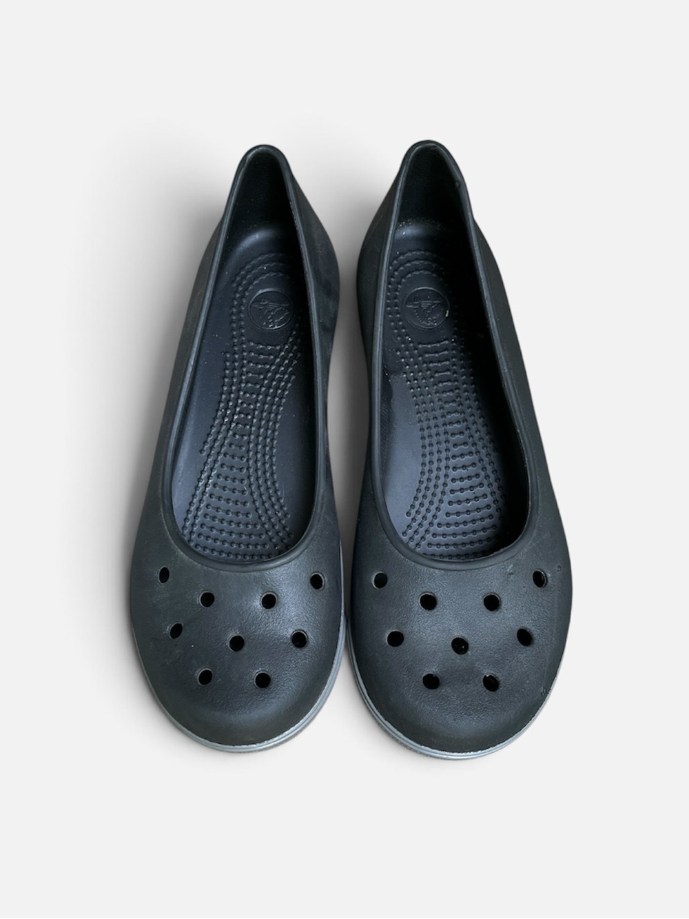 Crocs Crocband Ballet Flats Black Grey Slip On Rubber Comfort Shoe Sz 9